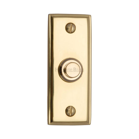 This is an image of a Heritage Brass - Bell Push 3" x 1" Polished Brass Finish, v1180-pb that is available to order from Trade Door Handles in Kendal.