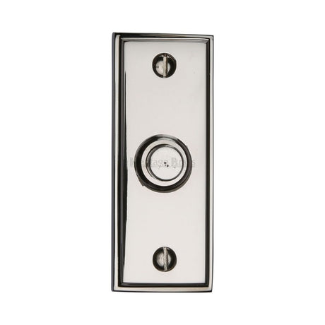 This is an image of a Heritage Brass - Bell Push 3" x 1" Polished Nickel Finish, v1180-pnf that is available to order from Trade Door Handles in Kendal.