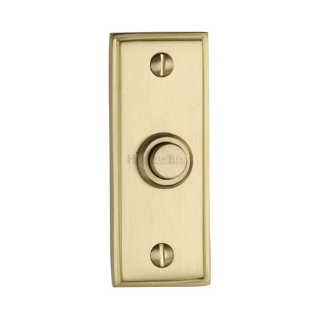 This is an image of a Heritage Brass - Bell Push 3" x 1" Satin Brass Finish, v1180-sb that is available to order from Trade Door Handles in Kendal.