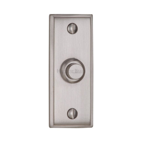 This is an image of a Heritage Brass - Bell Push 3" x 1" Satin Chrome Finish, v1180-sc that is available to order from Trade Door Handles in Kendal.