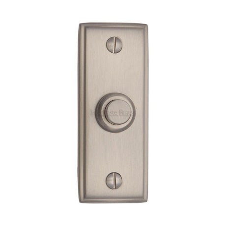 This is an image of a Heritage Brass - Bell Push 3" x 1" Satin Nickel Finish, v1180-sn that is available to order from Trade Door Handles in Kendal.
