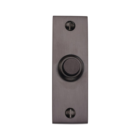 This is an image of a Heritage Brass - Rectangular Bell Push Matt Bronze finish, v1182-mb that is available to order from Trade Door Handles in Kendal.