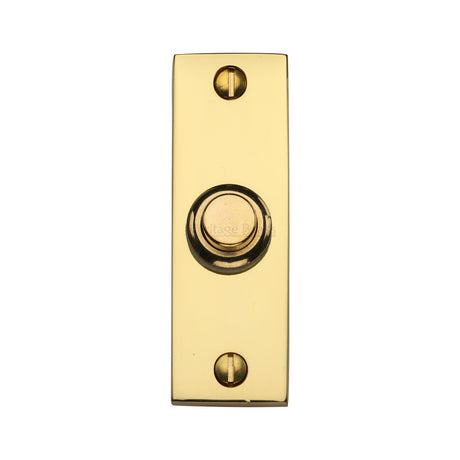 This is an image of a Heritage Brass - Rectangular Bell Push Polished Brass finish, v1182-pb that is available to order from Trade Door Handles in Kendal.