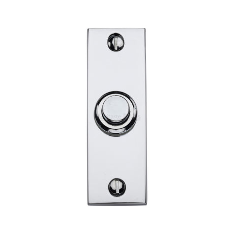 This is an image of a Heritage Brass - Rectangular Bell Push Polished Chrome finish, v1182-pc that is available to order from Trade Door Handles in Kendal.
