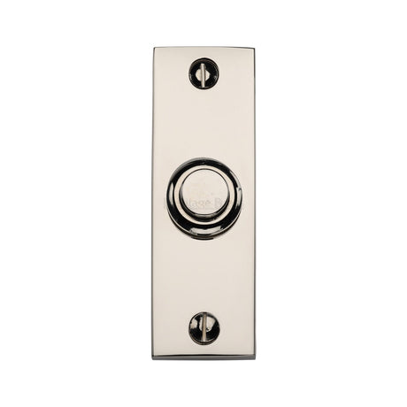 This is an image of a Heritage Brass - Rectangular Bell Push Polished Nickel finish, v1182-pnf that is available to order from Trade Door Handles in Kendal.