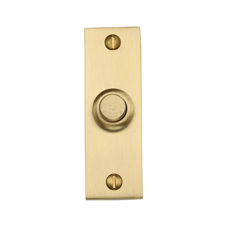 This is an image of a Heritage Brass - Rectangular Bell Push Satin Brass finish, v1182-sb that is available to order from Trade Door Handles in Kendal.