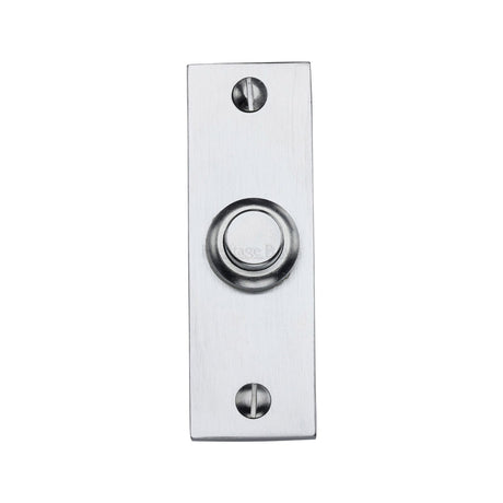 This is an image of a Heritage Brass - Rectangular Bell Push Satin Chrome finish, v1182-sc that is available to order from Trade Door Handles in Kendal.