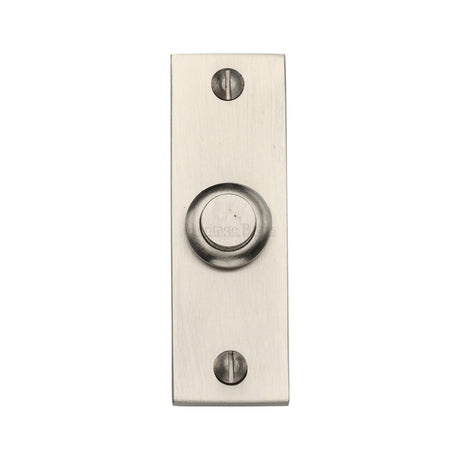 This is an image of a Heritage Brass - Rectangular Bell Push Satin Nickel finish, v1182-sn that is available to order from Trade Door Handles in Kendal.