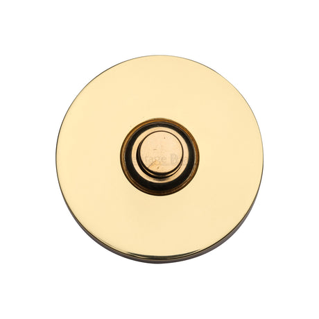 This is an image of a Heritage Brass - Round Bell Push Polished Brass finish, v1184-pb that is available to order from Trade Door Handles in Kendal.
