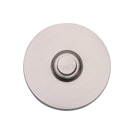 This is an image of a Heritage Brass - Round Bell Push Satin Nickel finish, v1184-sn that is available to order from Trade Door Handles in Kendal.