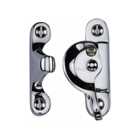 This is an image of a Heritage Brass - Fitch Pattern Sash Fastener Lockable Polished Chrome Finish, v2060l-pc that is available to order from Trade Door Handles in Kendal.
