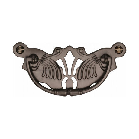 This is an image of a Heritage Brass - Cabinet Pull Ornate Plate Design Matt Bronze Finish, v5021-mb that is available to order from Trade Door Handles in Kendal.