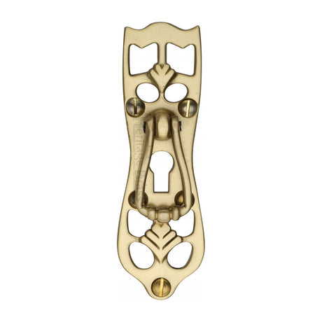 This is an image of a Heritage Brass - Cabinet Pull Ornate Design Satin Brass Finish, v5023-sb that is available to order from Trade Door Handles in Kendal.