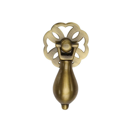 This is an image of a Heritage Brass - Cabinet Drop Pull Antique Brass Finish, v5025-at that is available to order from Trade Door Handles in Kendal.