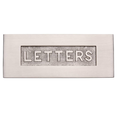 This is an image of a Heritage Brass - Embossed Letterplate 254 x 101mm - Satin Nickel Finish, v845-sn that is available to order from Trade Door Handles in Kendal.