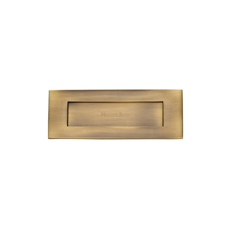 This is an image of a Heritage Brass - Letterplate 8" x 3" Antique Brass Finish, v850-203-at that is available to order from Trade Door Handles in Kendal.