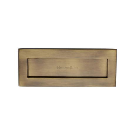 This is an image of a Heritage Brass - Letterplate 10" x 4" Antique Brass Finish, v850-254-101-at that is available to order from Trade Door Handles in Kendal.