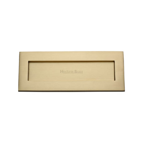 This is an image of a Heritage Brass - Letterplate 10" x 4" Satin Brass Finish, v850-254-101-sb that is available to order from Trade Door Handles in Kendal.