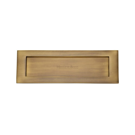 This is an image of a Heritage Brass - Letterplate 12" x 4" Antique Brass Finish, v850-305-at that is available to order from Trade Door Handles in Kendal.