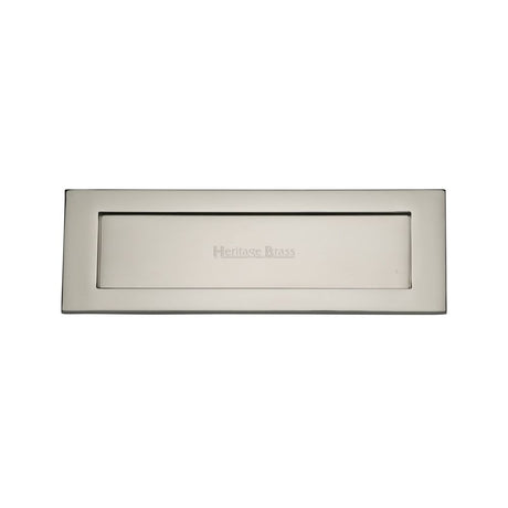 This is an image of a Heritage Brass - Letterplate 12" x 4" Polished Nickel Finish, v850-305-pnf that is available to order from Trade Door Handles in Kendal.