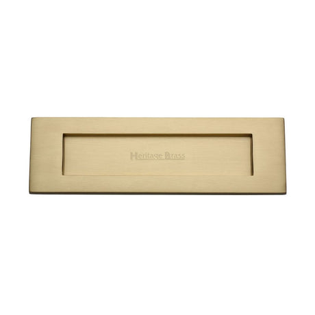This is an image of a Heritage Brass - Letterplate 12" x 4" Satin Brass Finish, v850-305-sb that is available to order from Trade Door Handles in Kendal.