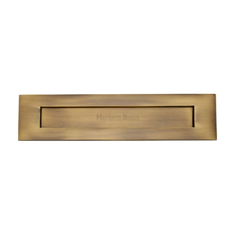 This is an image of a Heritage Brass - Letterplate 13" x 3" Antique Brass Finish, v850-330-at that is available to order from Trade Door Handles in Kendal.