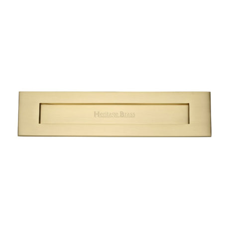 This is an image of a Heritage Brass - Letterplate 13" x 3" Satin Brass Finish, v850-330-sb that is available to order from Trade Door Handles in Kendal.