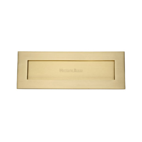 This is an image of a Heritage Brass - Letterplate 14" x 4 1/2" Satin Brass Finish, v850-356-sb that is available to order from Trade Door Handles in Kendal.