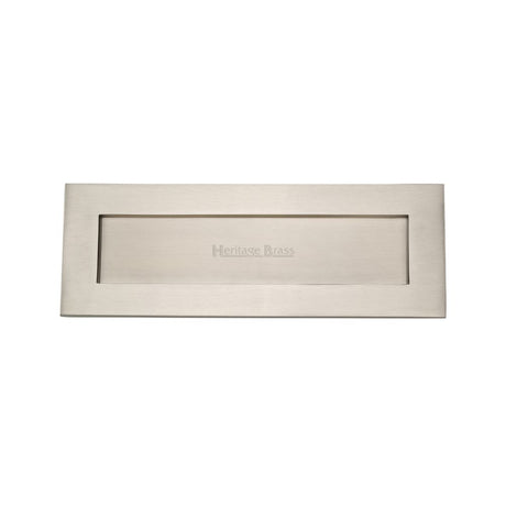 This is an image of a Heritage Brass - Letterplate 14" x 4 1/2" Satin Nickel Finish, v850-356-sn that is available to order from Trade Door Handles in Kendal.