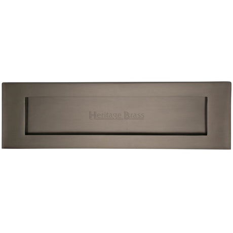 This is an image of a Heritage Brass - Letterplate 16" x 5" Matt Bronze Finish, v850-406-mb that is available to order from Trade Door Handles in Kendal.