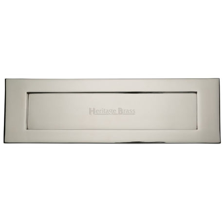 This is an image of a Heritage Brass - Letterplate 16" x 5" Polished Nickel Finish, v850-406-pnf that is available to order from Trade Door Handles in Kendal.