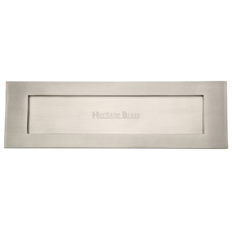 This is an image of a Heritage Brass - Letterplate 16" x 5" Satin Nickel Finish, v850-406-sn that is available to order from Trade Door Handles in Kendal.