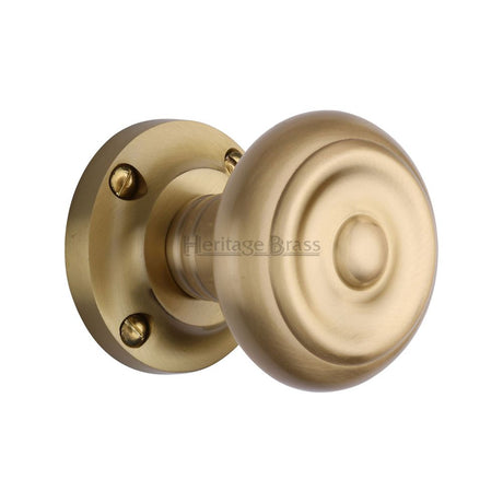 This is an image of a Heritage Brass - Mortice Knob Aylesbury Design Satin Brass Finish, v872-sb that is available to order from Trade Door Handles in Kendal.
