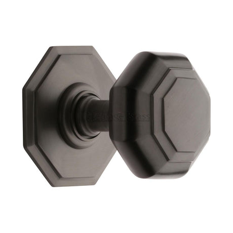 This is an image of a Heritage Brass - Octagon Centre Door Knob 3" Matt Bronze Finish, v890-mb that is available to order from Trade Door Handles in Kendal.