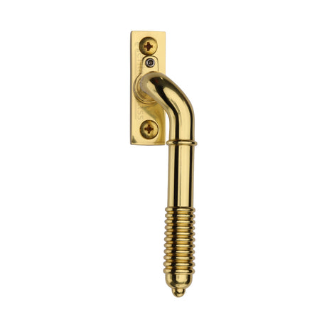 This is an image of a Heritage Brass - Lockable Reeded Espagnolette Right Handed Polished Brass finish, v895l-rh-pb that is available to order from Trade Door Handles in Kendal.