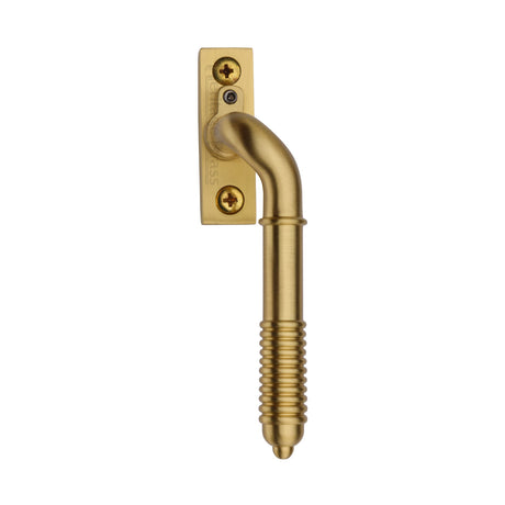 This is an image of a Heritage Brass - Lockable Reeded Espagnolette Right Handed Satin Brass finish, v895l-rh-sb that is available to order from Trade Door Handles in Kendal.
