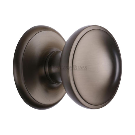 This is an image of a Heritage Brass - Round Centre Door Knob 3" Matt Bronze Finish, v900-mb that is available to order from Trade Door Handles in Kendal.