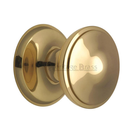 This is an image of a Heritage Brass - Round Centre Door Knob 3" Polished Brass Finish, v900-pb that is available to order from Trade Door Handles in Kendal.