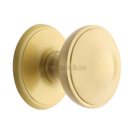 This is an image of a Heritage Brass - Round Centre Door Knob 3" Satin Brass Finish, v900-sb that is available to order from Trade Door Handles in Kendal.
