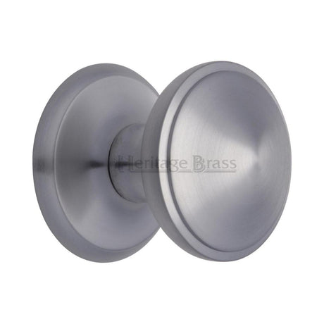 This is an image of a Heritage Brass - Round Centre Door Knob 3" Satin Chrome Finish, v900-sc that is available to order from Trade Door Handles in Kendal.