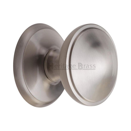 This is an image of a Heritage Brass - Round Centre Door Knob 3" Satin Nickel Finish, v900-sn that is available to order from Trade Door Handles in Kendal.