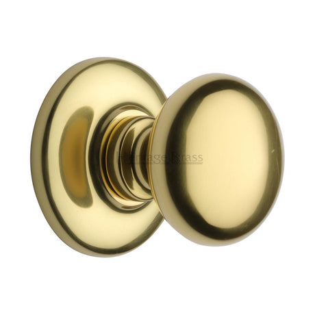 This is an image of a Heritage Brass - Centre Door Knob Round Design 3" Polished Brass Finish, v901-pb that is available to order from Trade Door Handles in Kendal.