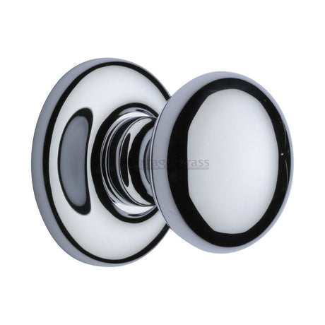 This is an image of a Heritage Brass - Centre Door Knob Round Design 3" Polished Chrome Finish, v901-pc that is available to order from Trade Door Handles in Kendal.