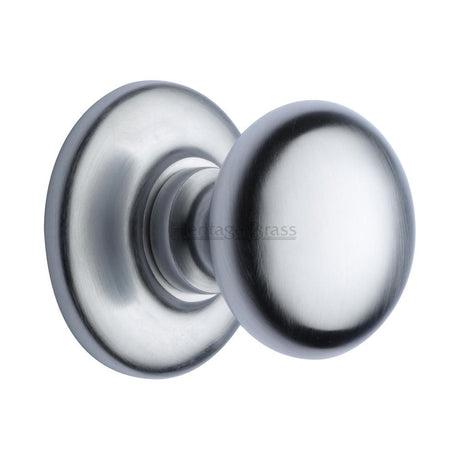 This is an image of a Heritage Brass - Centre Door Knob Round Design 3" Satin Chrome Finish, v901-sc that is available to order from Trade Door Handles in Kendal.