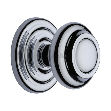 This is an image of a Heritage Brass - Centre Door Knob Round Design 3 1/2" Polished Chrome Finish, v905-pc that is available to order from Trade Door Handles in Kendal.