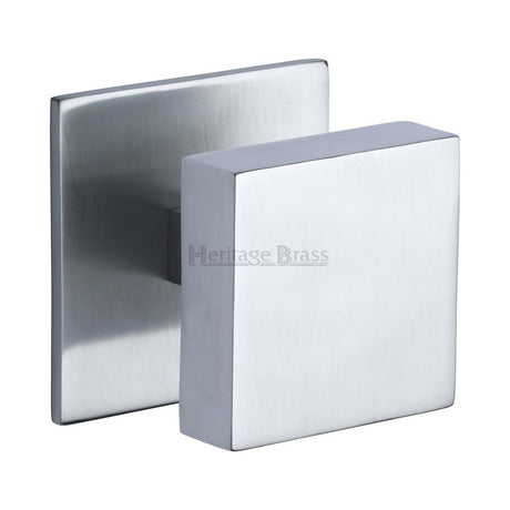This is an image of a Heritage Brass - Centre Door Knob Square Design 3" Satin Chrome Finish, v908-sc that is available to order from Trade Door Handles in Kendal.