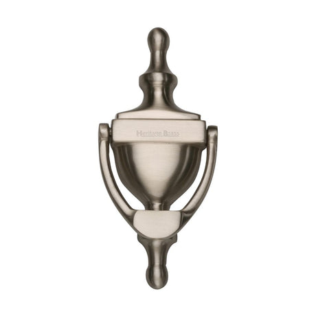 This is an image of a Heritage Brass - Urn Knocker 6" Satin Nickel Finish, v910-152-sn that is available to order from Trade Door Handles in Kendal.