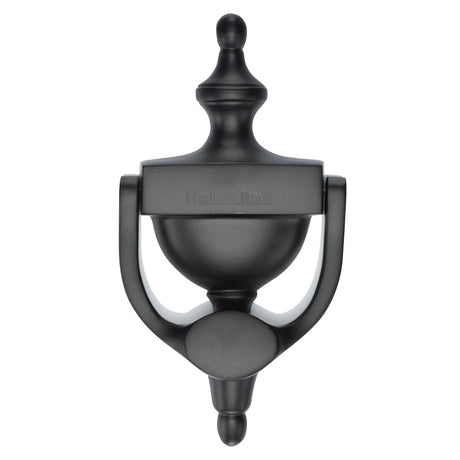 This is an image of a Heritage Brass - Urn Knocker 7 1/4 Matt Black finish, v910-195-bkmt that is available to order from Trade Door Handles in Kendal.