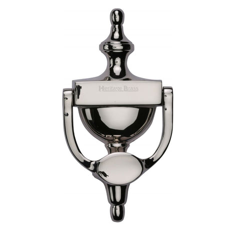 This is an image of a Heritage Brass - Urn Knocker 7 1/4" Polished Nickel Finish, v910-195-pnf that is available to order from Trade Door Handles in Kendal.