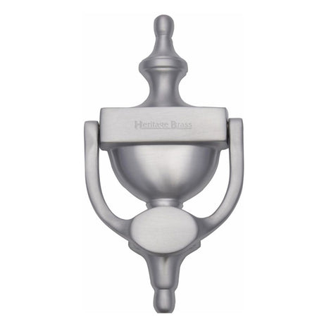 This is an image of a Heritage Brass - Urn Knocker 7 1/4" Satin Chrome Finish, v910-195-sc that is available to order from Trade Door Handles in Kendal.